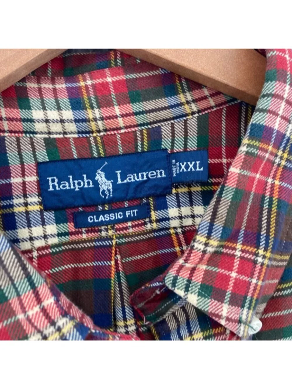 Polo Ralph Lauren Shirt Men XXL Classic Fit Red Plaid Cotton Flannel Long Sleeve